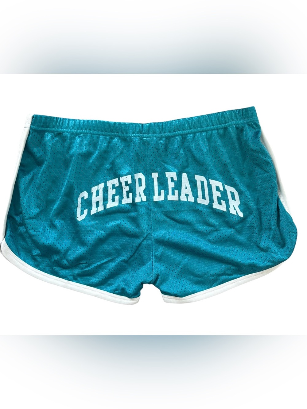 Exist Teal Mesh Athletic CHEERLEADER Pull
On Shorts Sz XL White Trim Performance